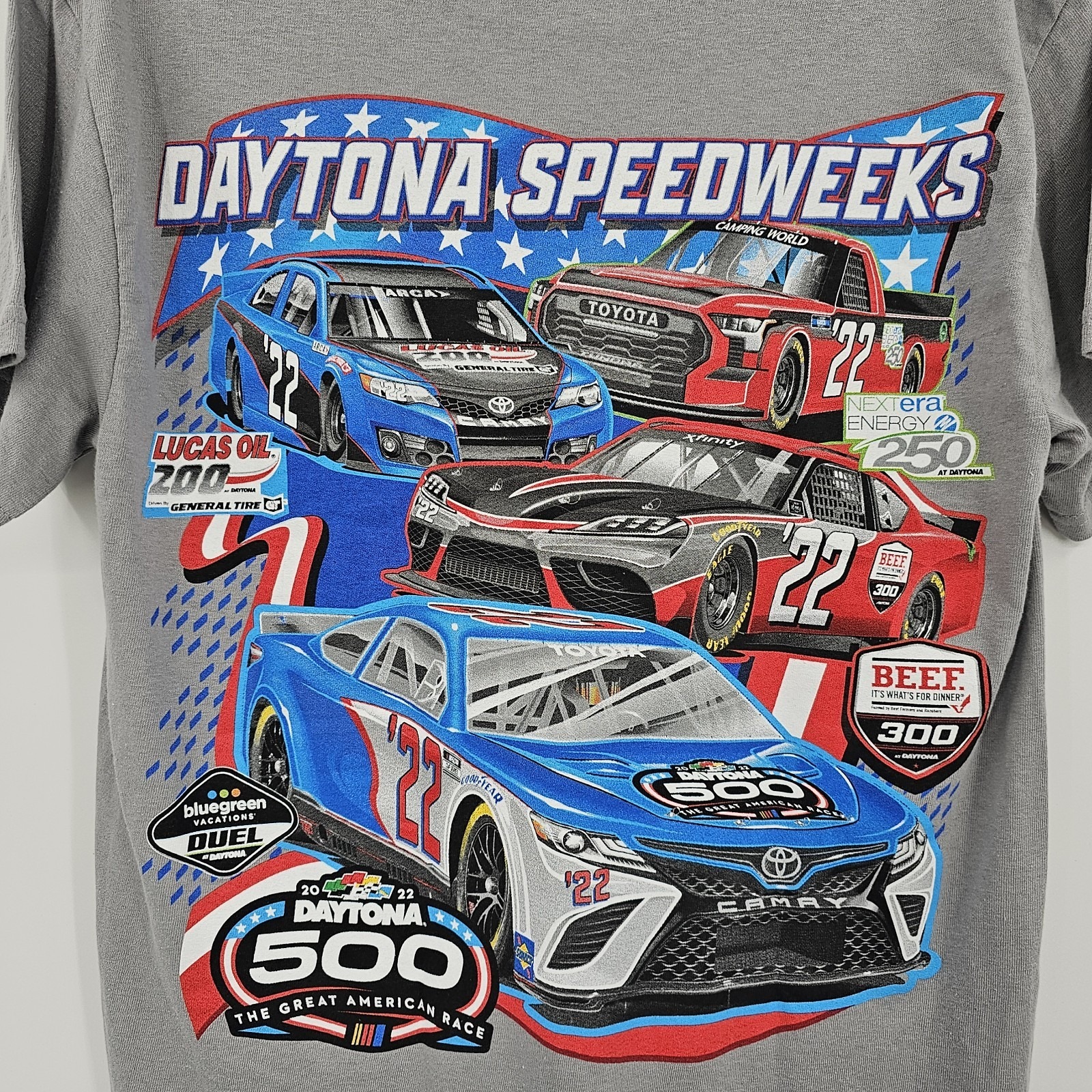 New Nascar Daytona Speedweeks Mens Small TShirt Gray Daytona 500 2022